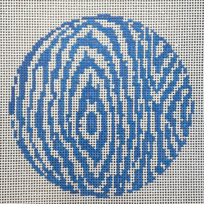 Faux Bois Round-Blue