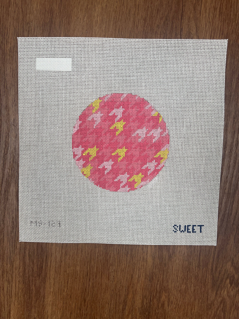 Gold and Pink Houndstooth Round