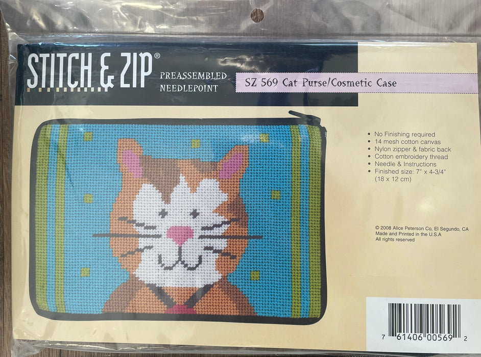 Stitch & Zip Cat Purse/Cosmetic Case