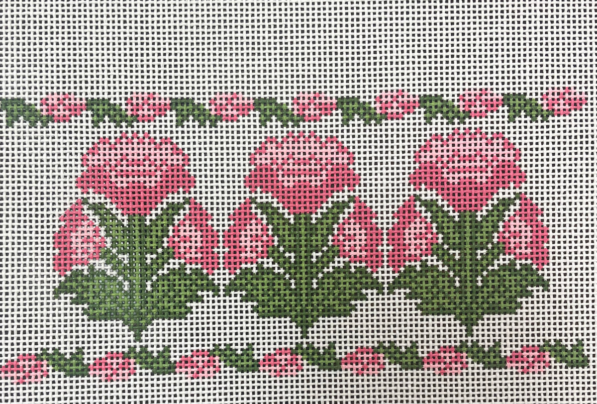 Pink Block Print Flowers Insert — Stitching Chicks Needlepoint