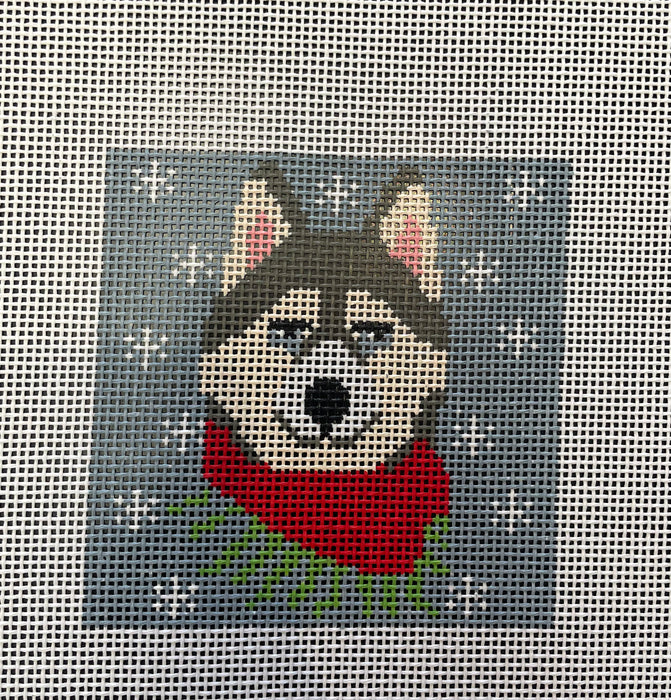 Husky Coaster with Red Scarf