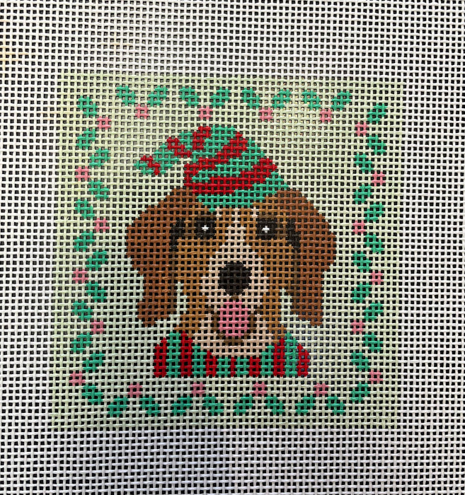 Beagle Coaster with Red and Green Cap