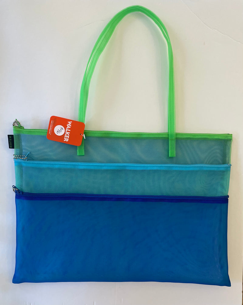 Triple Zip Cases with Handles - Blue Aqua  Green