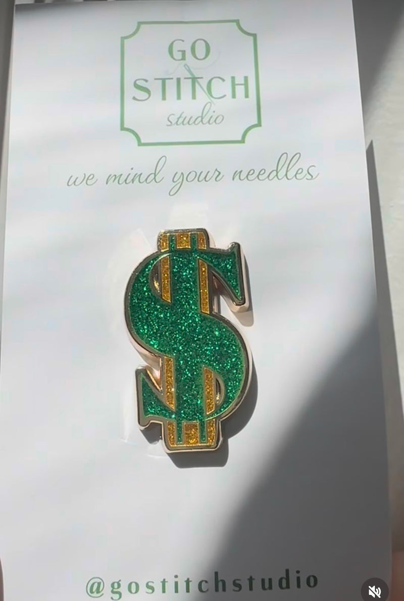 Green Dollar $$ Needle Minder