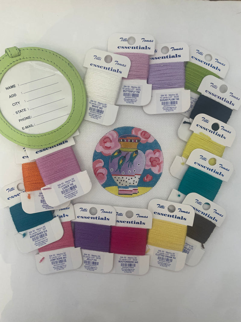 Purple Vase with Lime Luggage Tag Kit