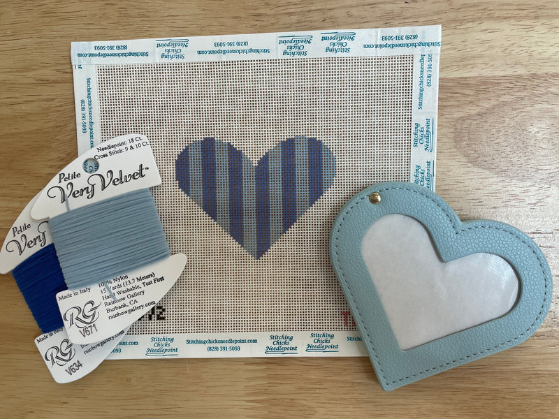 Blue Stripe  Heart  Compact Kit