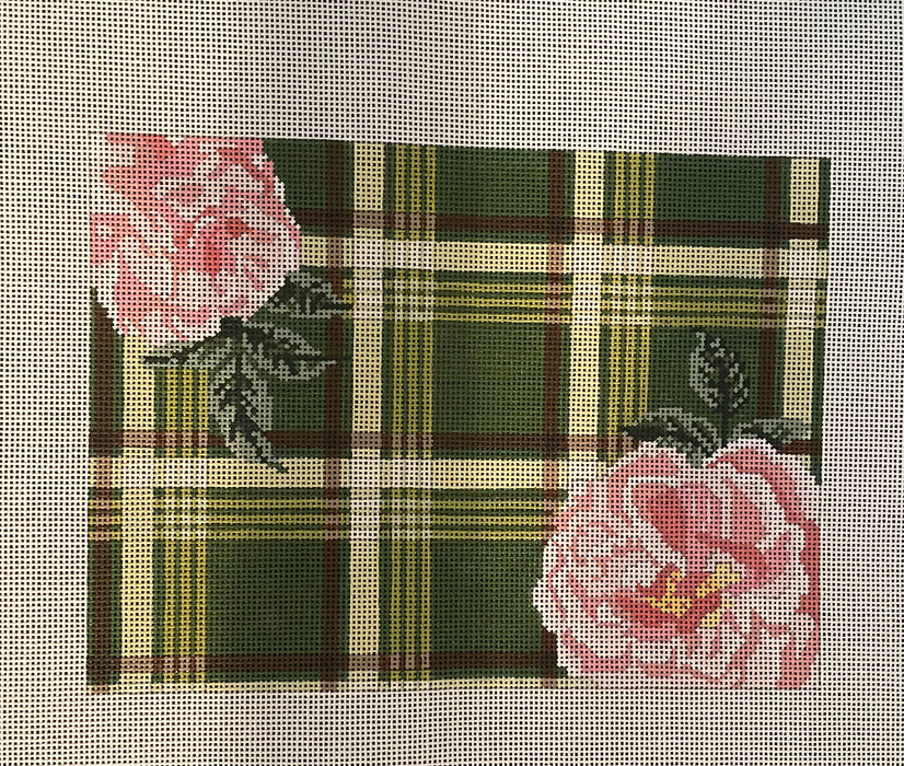 Green Plaid with Flowers