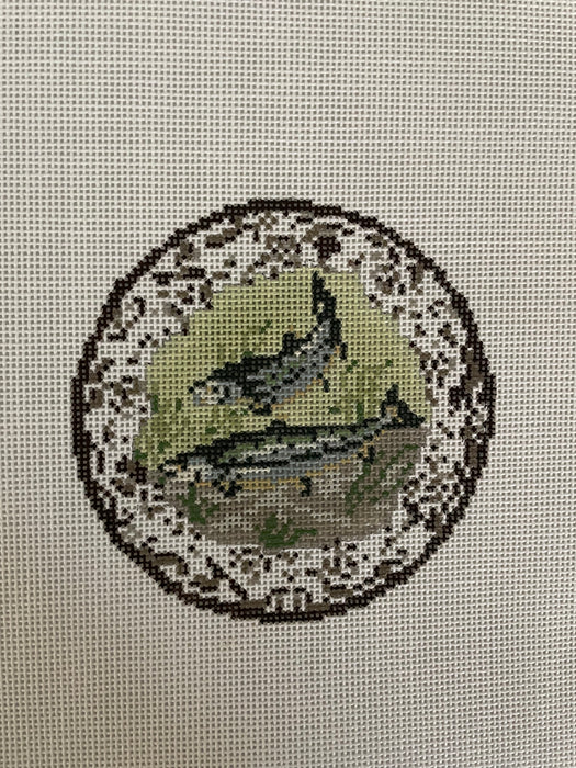 Transferware Salmon Round