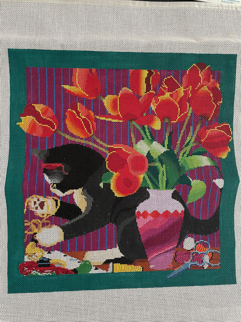 Cat with Flowers