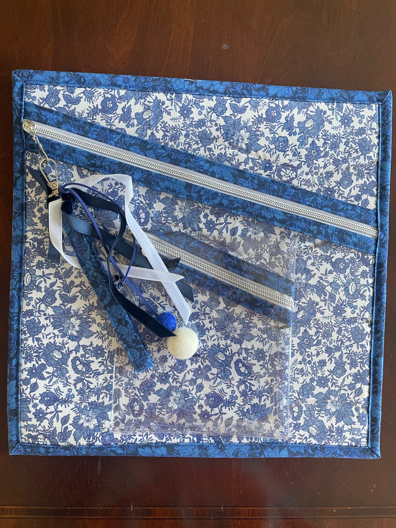 Blue and White Project Tote with Bonus 13" x 13: