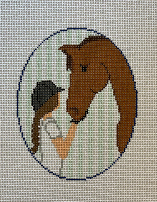 Girl with Horse Oval