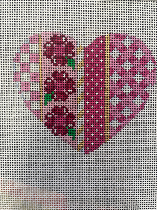 Pink Gingham with Roses Heart