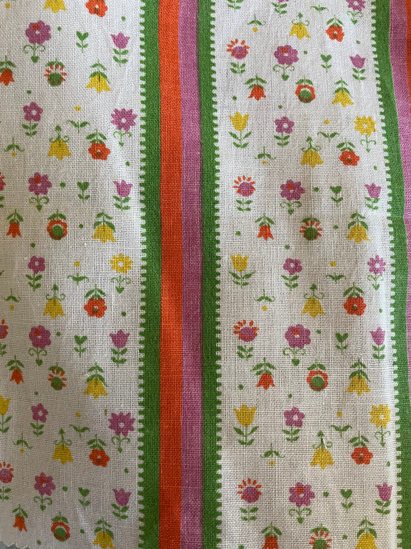 Bold Candy Stripe with vintage feed sack fabric backing