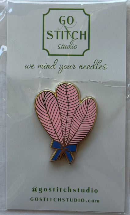 Pink Ostrich Feather Fan Needle Minder