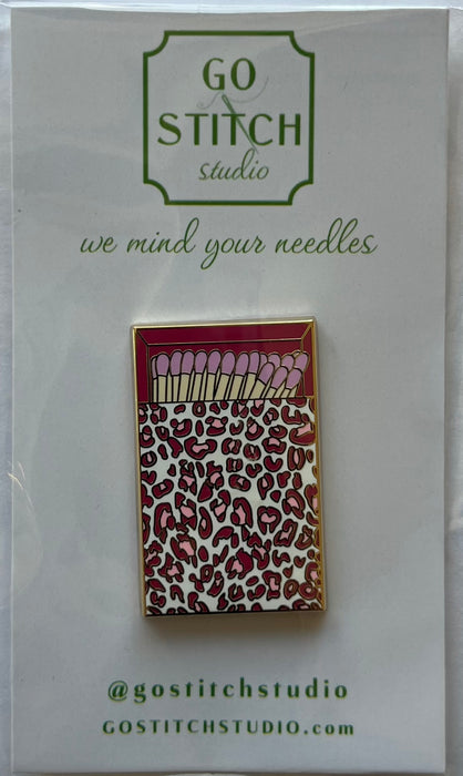 Pink Leopard Print Matchbox Needle Minder