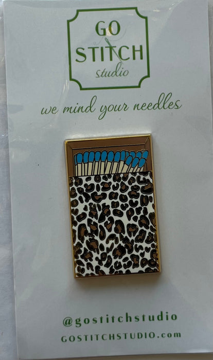 Blue Leopard Print Matchbox Needle Minder