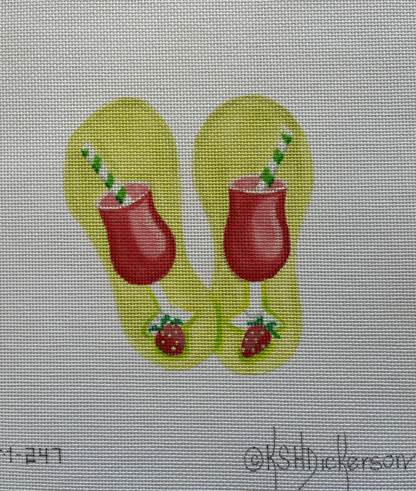 Mini Flip Flop – Strawberry Daiquiris on Soft Lime (stitch guide available)