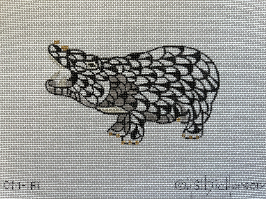 Mini Herend-style Hippo – black w/ gold