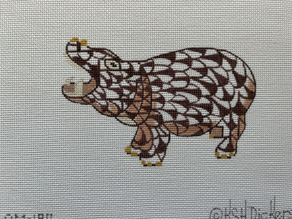 Mini Herend-style Hippo – brown w/ gold
