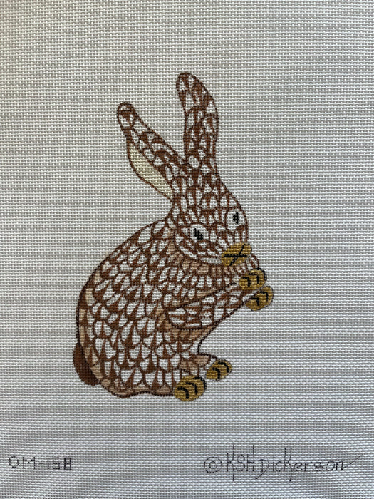 Mini Herend-style Standing Bunny – brown w/ gold