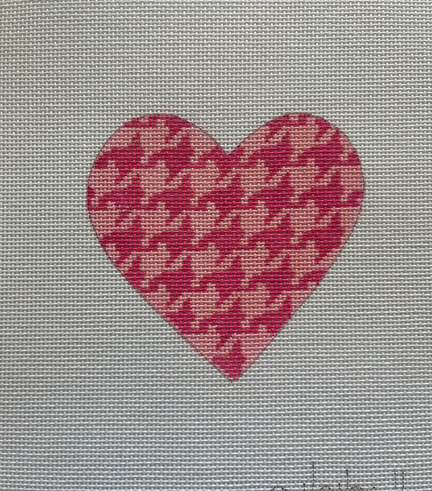 Mini Heart – Houndstooth – sparkly pink on pink