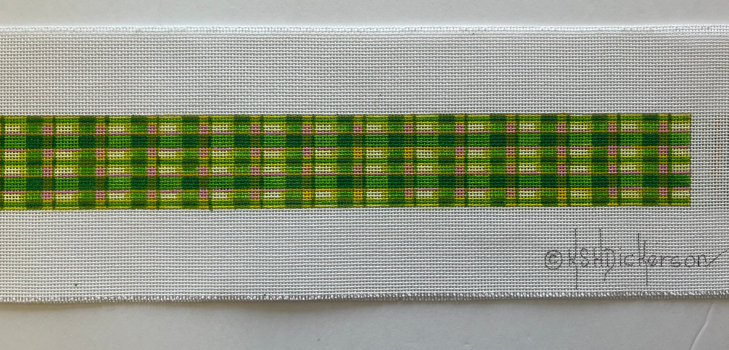 Belt – Madras Single Pattern – greens, soft lime & pink