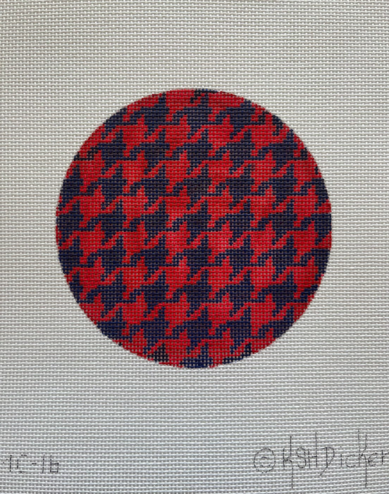 Planet Earth & Lee 4” Round – Houndstooth – marine blue & red w/ white letter (specify letter or blank)