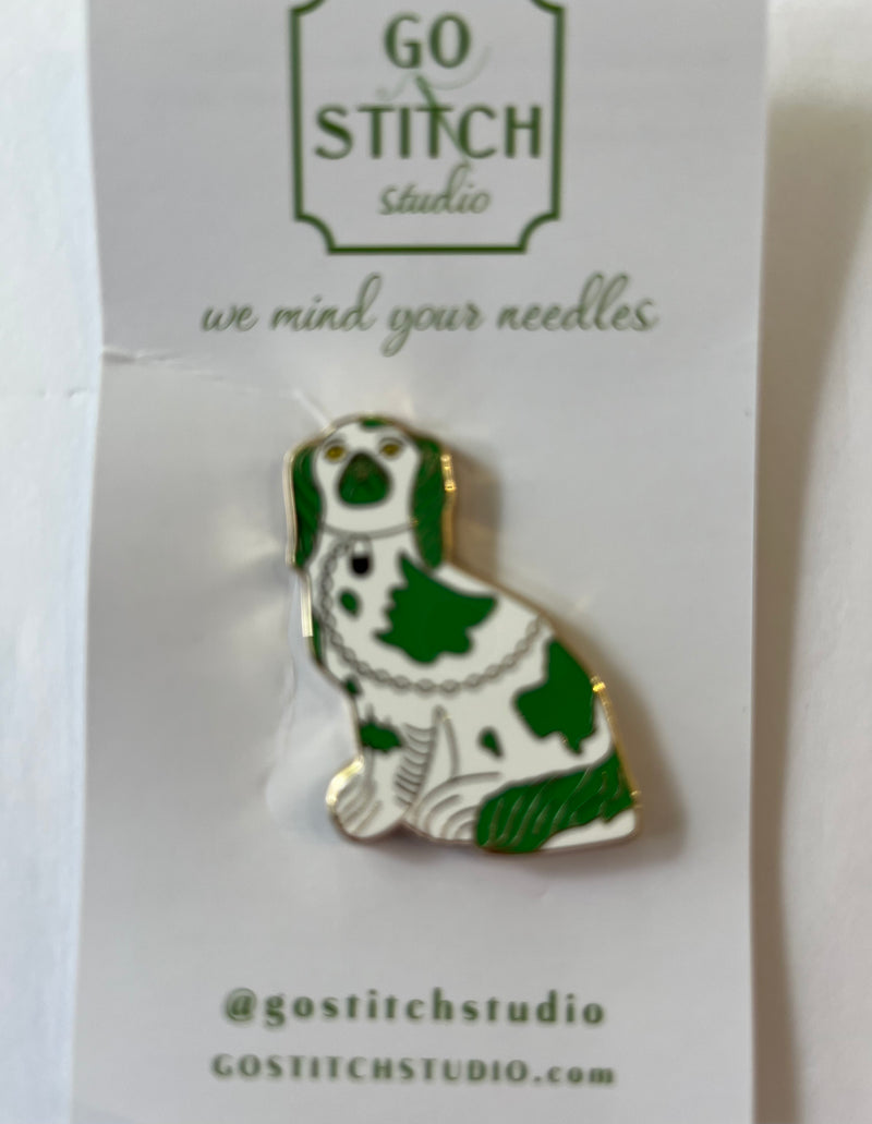 Staffordshire Dog-Green Needle Minder