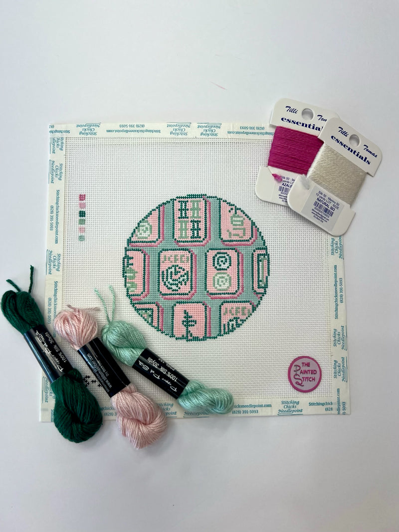 Mahjong Tiles Round - Pink and Green Kit