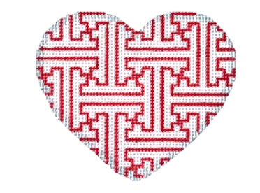 Red/White/Fretwork Heart