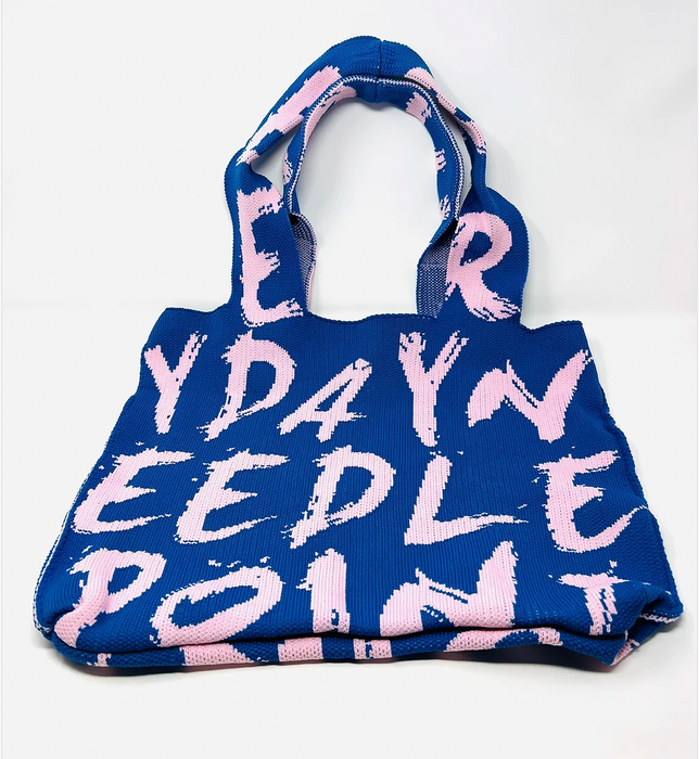 Graffiti Tote - Navy with Pink Lettering