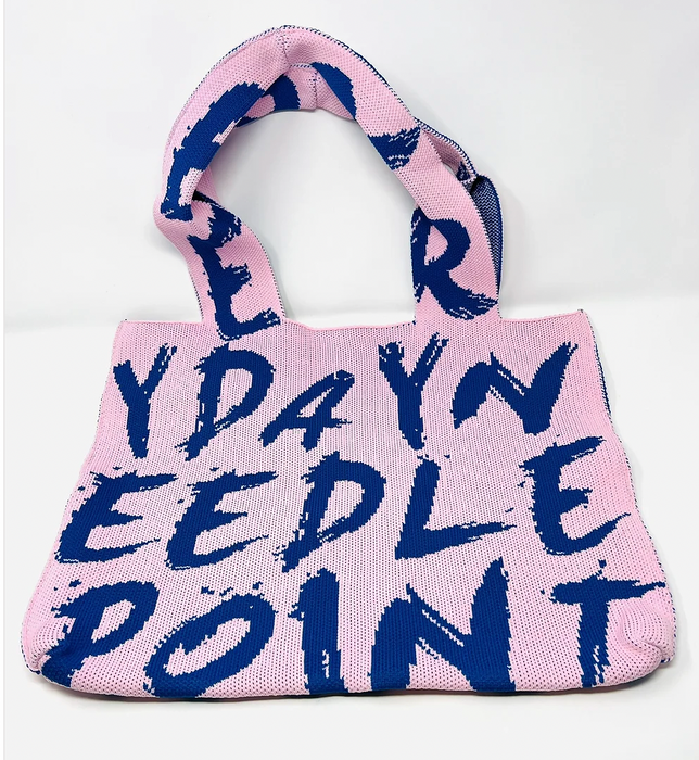 Graffiti Tote - Pink with Navy Lettering