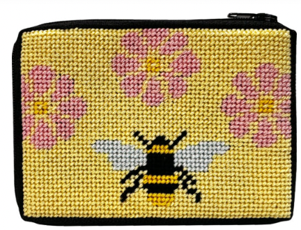 Stitch & Zip - Flowers and Bee Coin Case