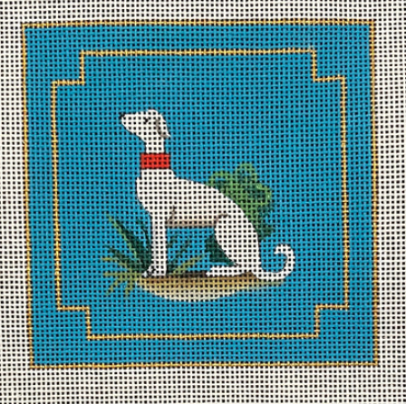 Dog facing left