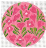 Hawaiian Floral w/ Hearts - greens and pinks