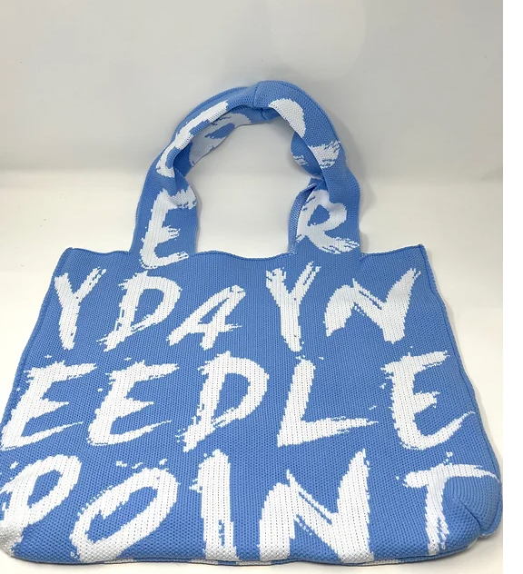 Graffiti Tote - Periwinkle with White Lettering