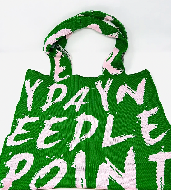 Graffiti Tote - Kelly Green with Pink Lettering