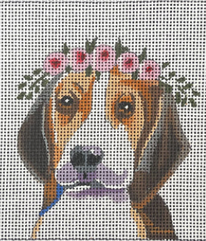 Beagle Dog with Floral Crown