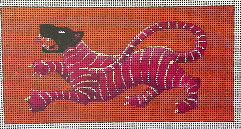 Pink Tiger on Orange with Jewelry Case  Kit