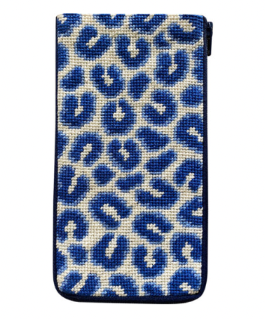 Stitch & Zip - Navy Leopard Eyeglass Case