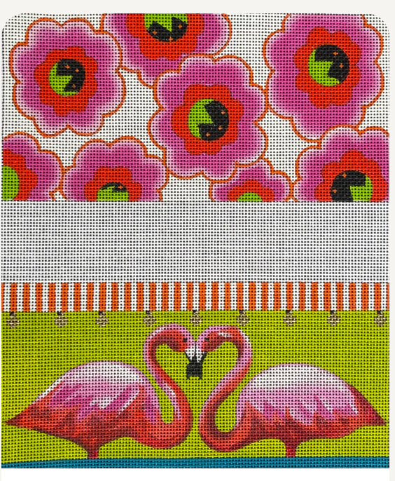 Flamingos  and flowers double-sided eyeglass case
