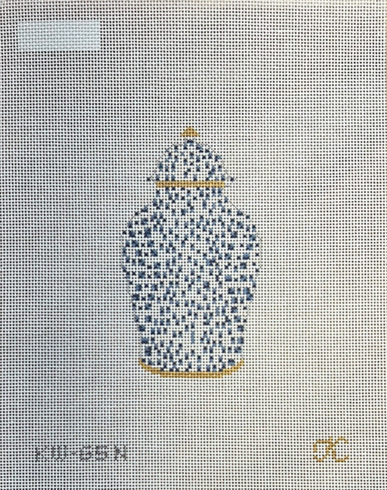 French Dots Ginger Jar - Navy