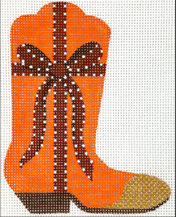 Mini Cowgirl Boot -Hermès Ribbon on Orange w / Gold Toe