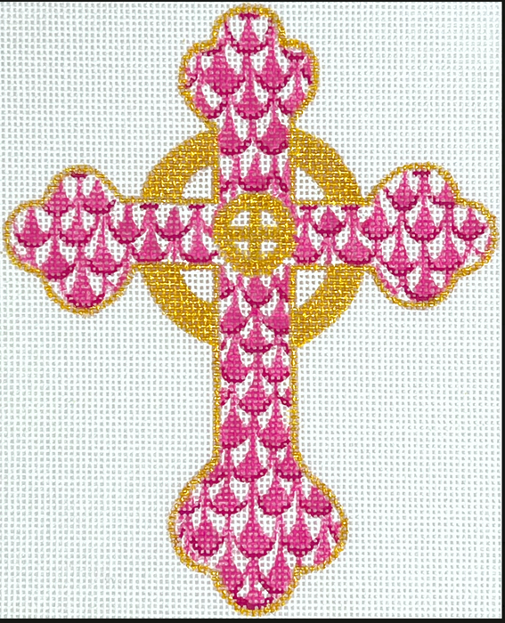 Fishnet Mini - Budded Celtic Cross- pinks & gold