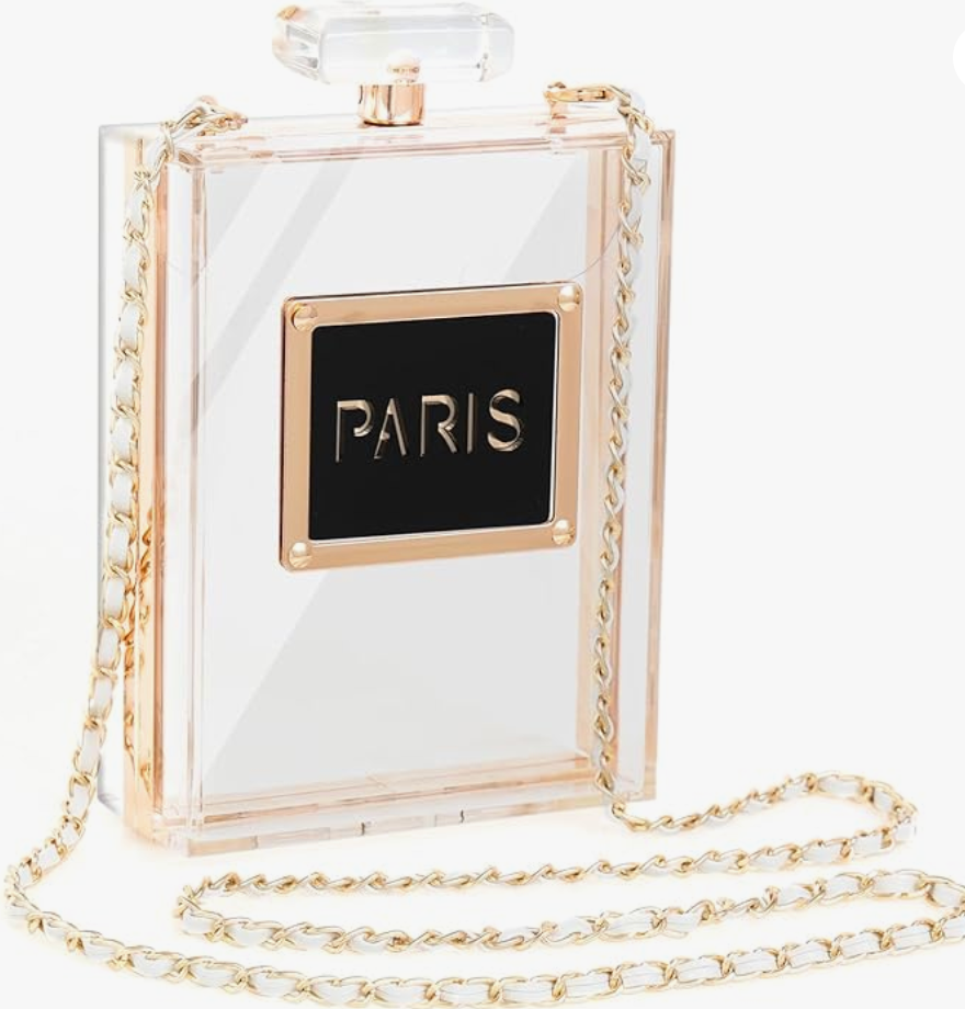 Acrylic Paris Perfume Bottle Shaped Purse — Stitching Chicks