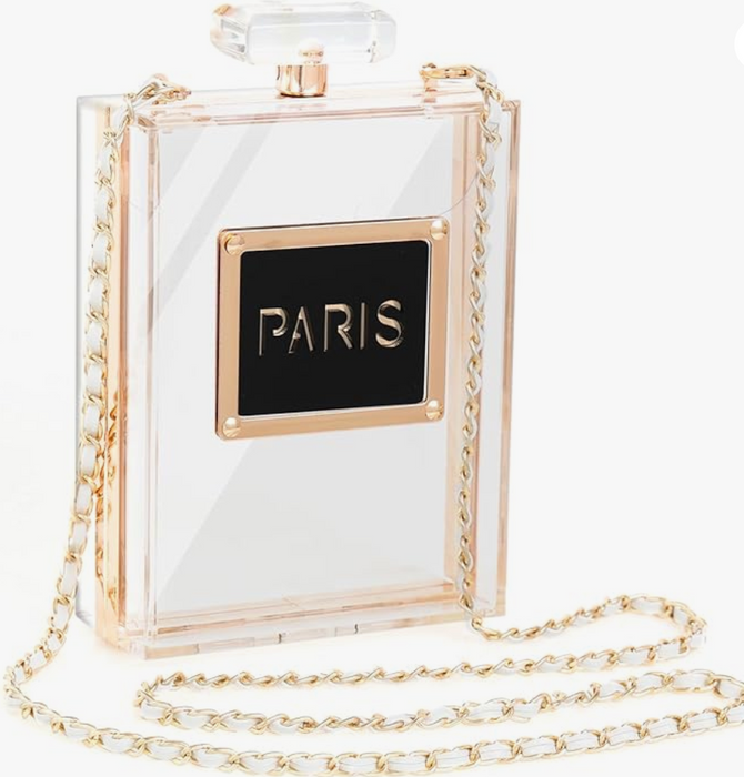 Acrylic Paris Perfume Bottle Shaped Purse