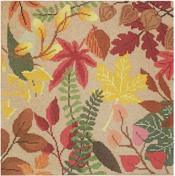 Botanical Pillow Autumn Leaves Burlap