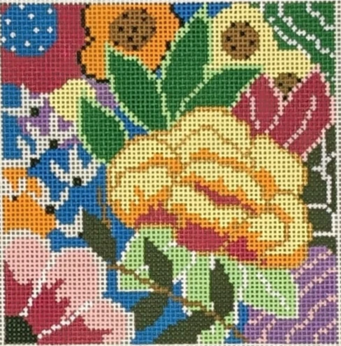 Rainbow Floral Square Insert 4"