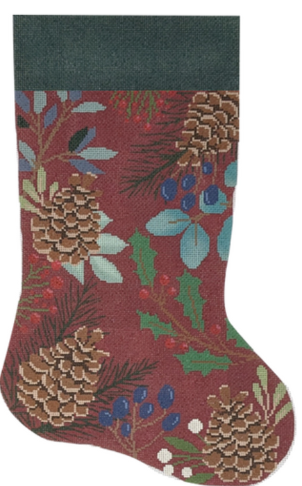 Red Stocking with Pinecones