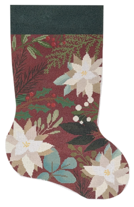 Red Stocking with White Flowers